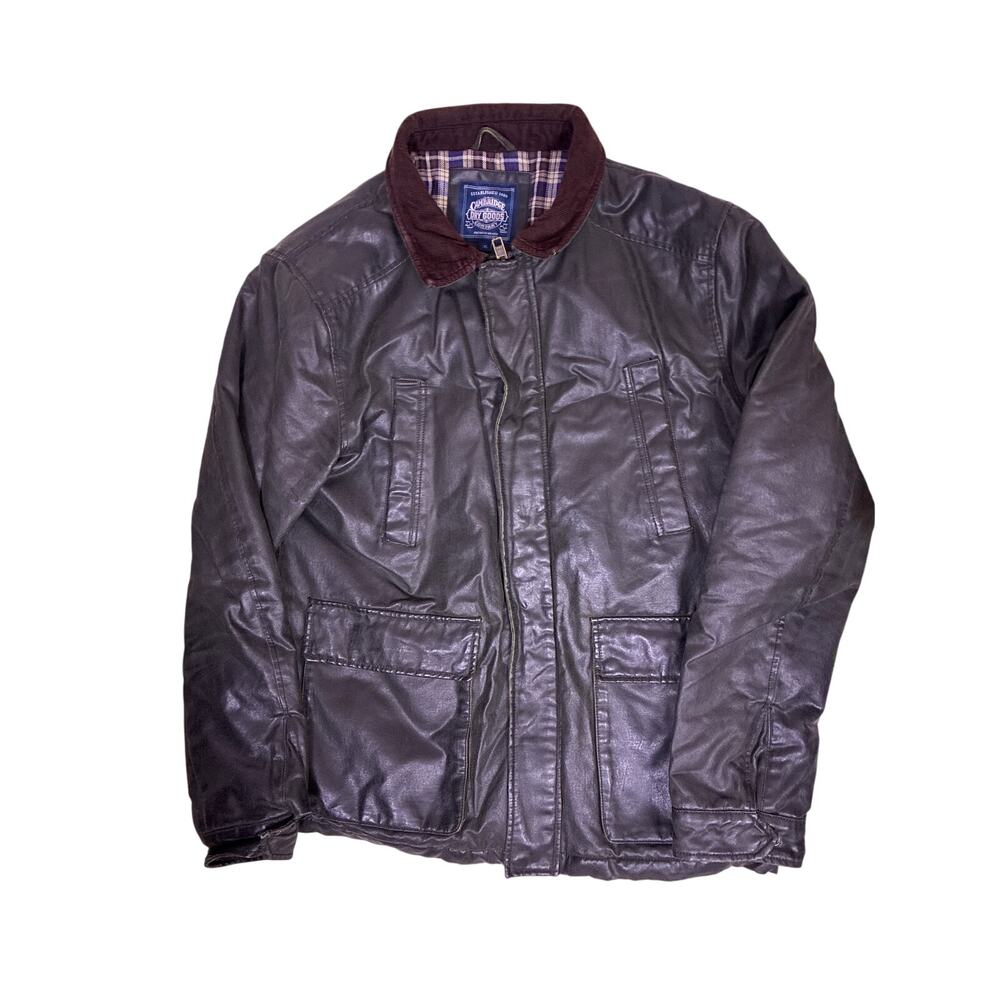Men’s XL Black Leather Jacket Corduroy Collar Flannel Lined Biker